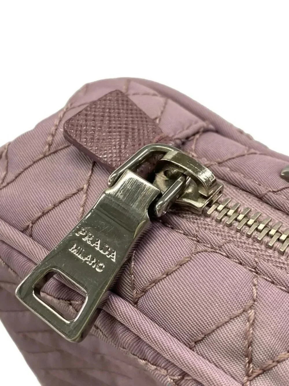 PRADA Light Purple Purple Nylon Leather Handbag